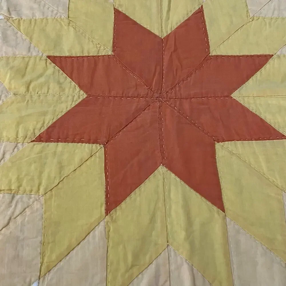 Vintage Lone Star Starburst Handmade Quilt Hand Quilted 75